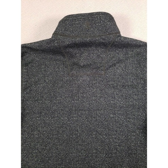GH Bass Sweater Mens Large L 1/4 Snap Button High Neck Collar Fleece Herringbone - Picture 12 of 13